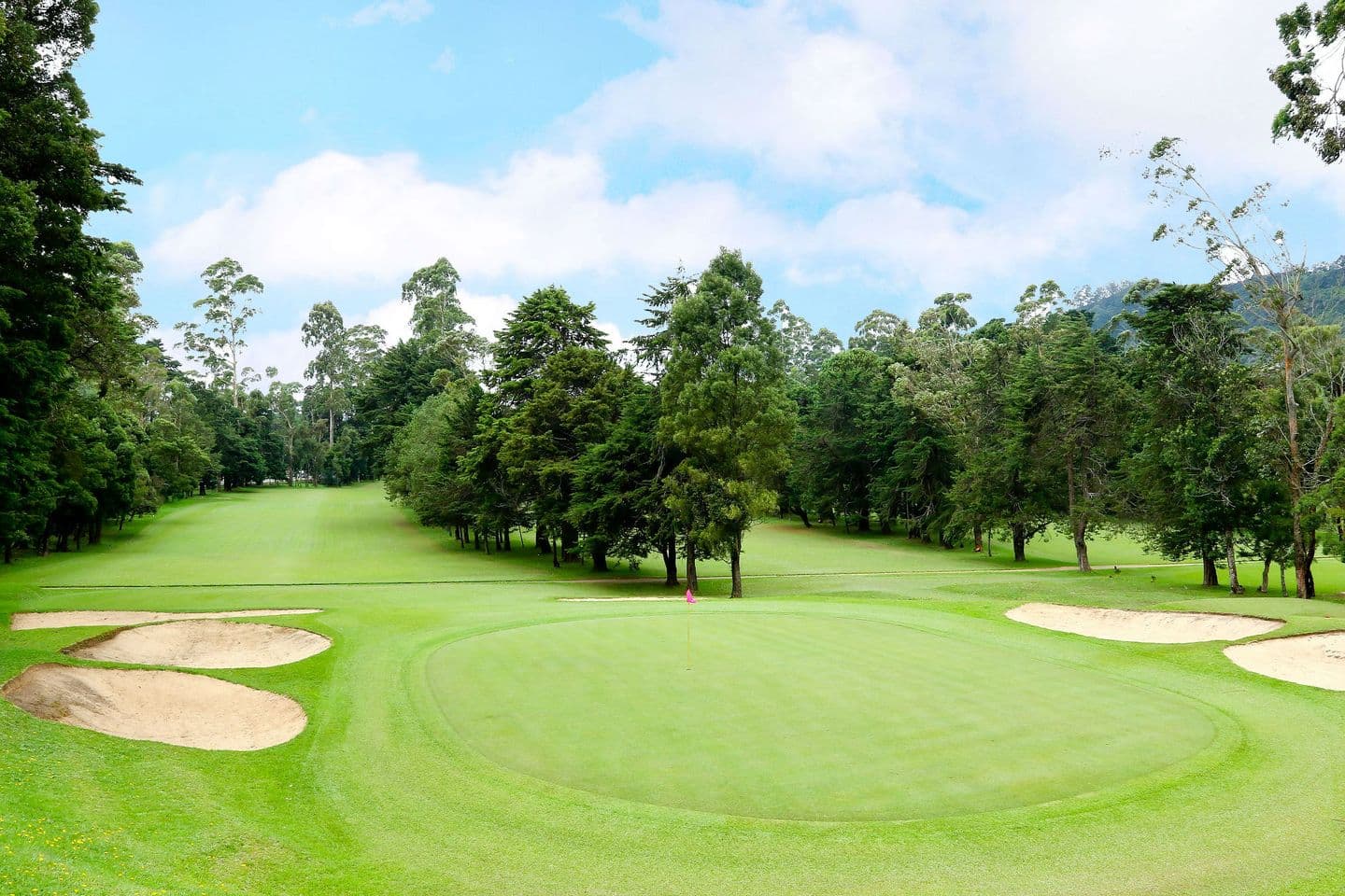 Golfer near clubhouse